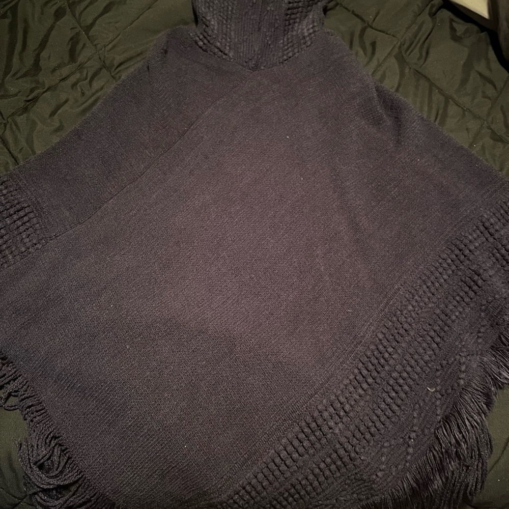 Blue hoodie poncho
